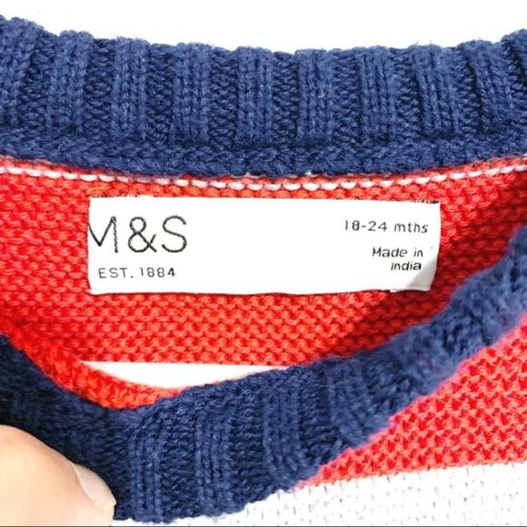 Marks and Spencer Dinosaur Christmas Tree Striped Sweater - Picture 6 of 9